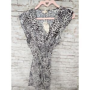 Hem And Thread Wrap Dress Size Medium Leopard Print NEW Short Sleeve
